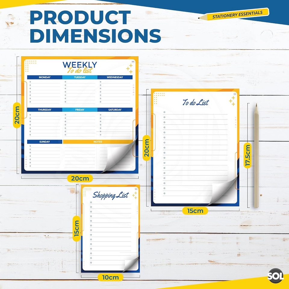 image 1 of 3-in-1 Weekly Planner, To-Do List & Shopping List Pad Set – 50 Sheets Each, Minimalist Desk Organiser for Tasks, Schedule & Productivity