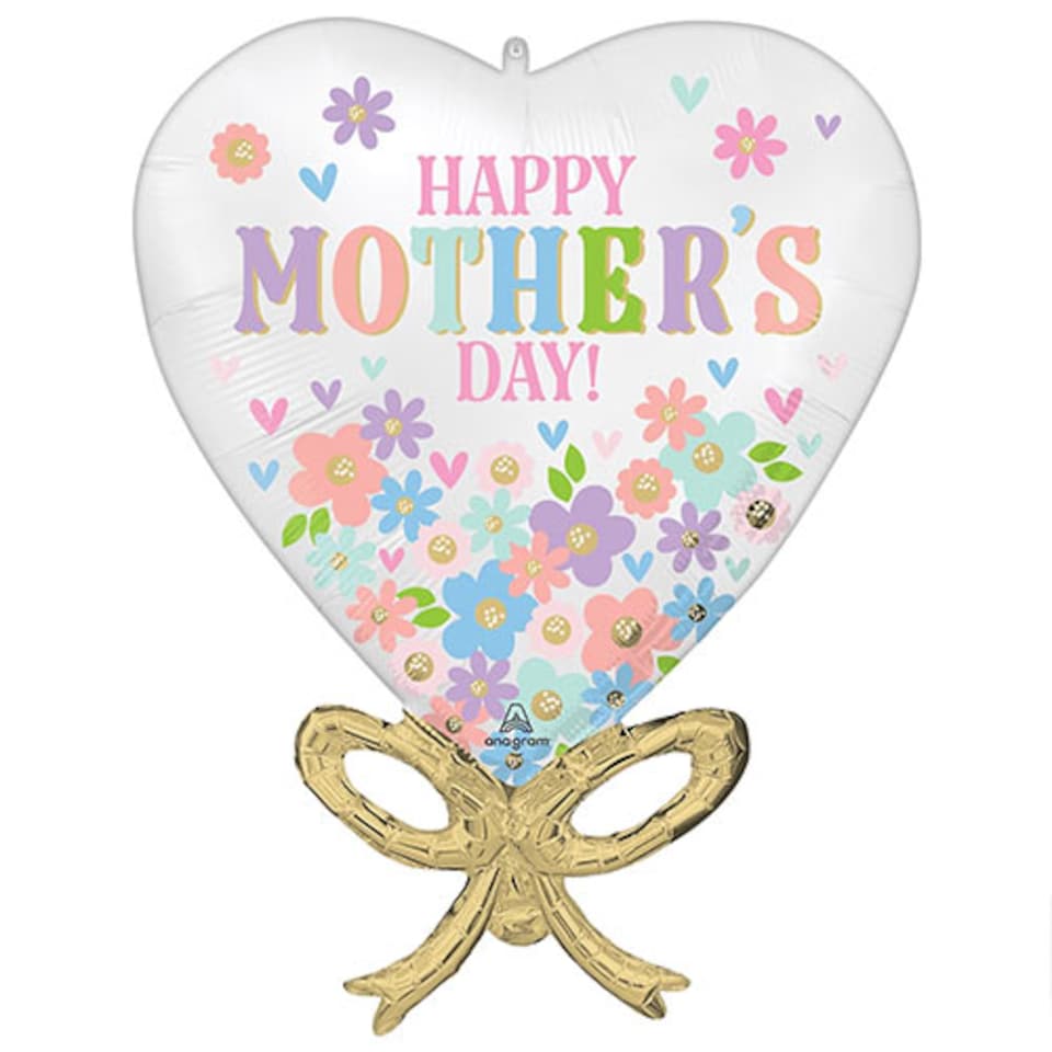 image 1 of Satin Happy Mother's Day Daisy Chain Bow Helium Foil Giant Balloon 71cm / 28 in | Multi