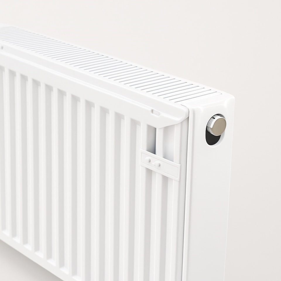 image 1 of 400mm (H) x2200mm (W) - Type 11 Radiator - Single Panel Convector - White Enamel (RAL 9016) - (0.4m x 2.2m) (16" x 87")