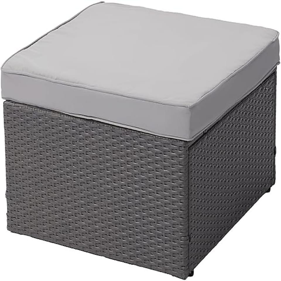 image 1 of Nustone Garden Patio Rattan 3 Seat Sofa Set with Chaise Lounger and Footrest in Light Grey Grey | Light Grey