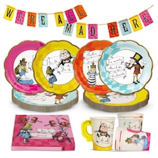 Talking Tables Alice Wonderland Party Tableware Pack - Bright - 16 Pack