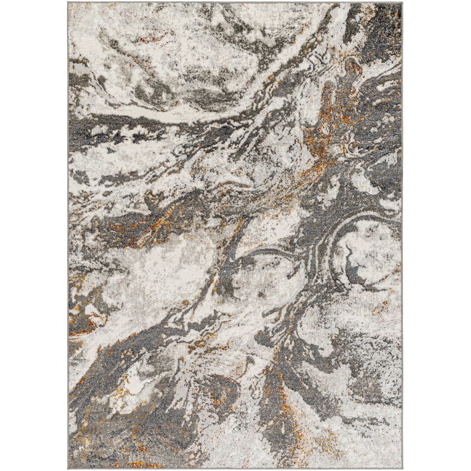 image 1 of LIVABLISS San Francisco-Abstract Modern Marble Rug 120 x 170 cm | Grey Black Orange