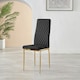 image 3 of Furniturebox 4x Milan Black Gold Hatched Faux Leather Dining Chairs