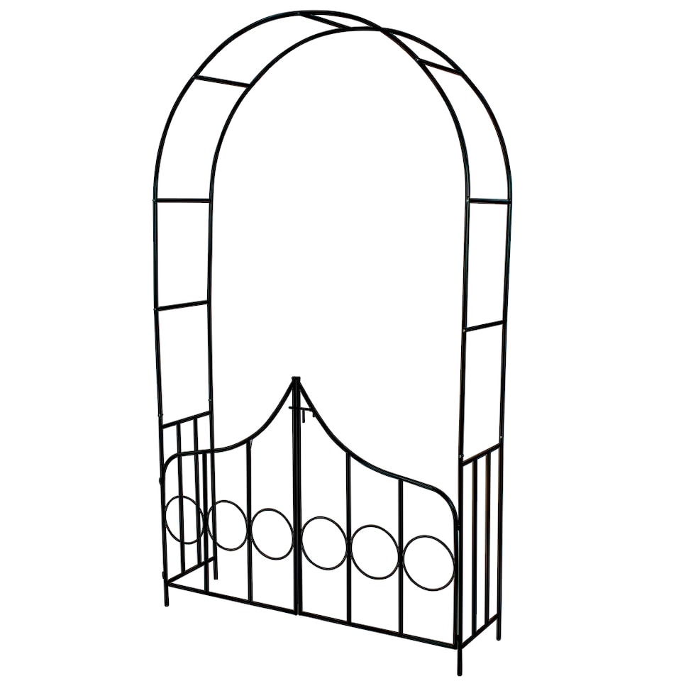 image 1 of Garden Arch - steel rose arch with gate, 140 x 40 x 240 cm