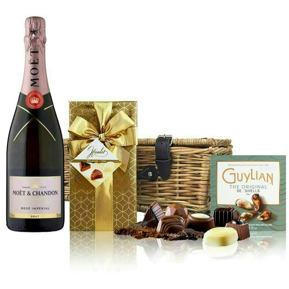 image 1 of Moet & Chandon Rose Imperial Champagne and Chocolates Hamper 75cl 12.5% abv