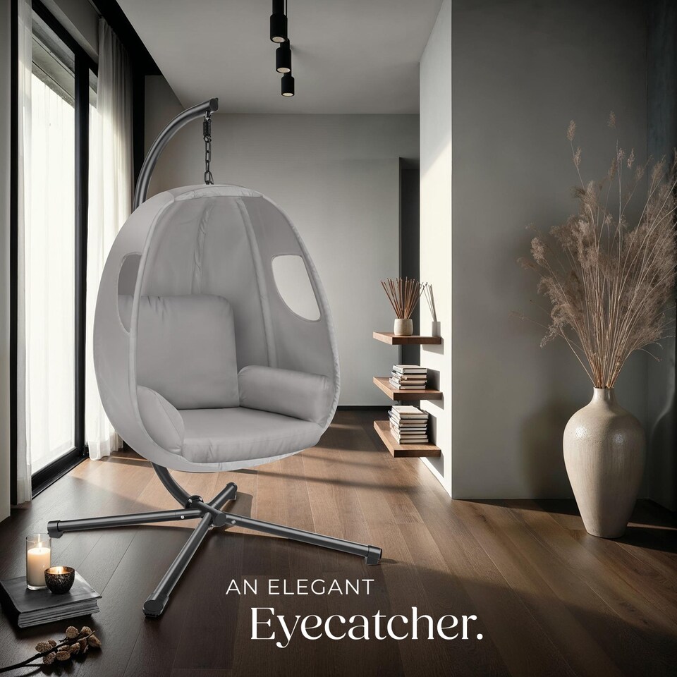 image 1 of Hanging Egg Chair Anika - with frame and extra thick seat cushion | Grey | light grey | One Size | 1