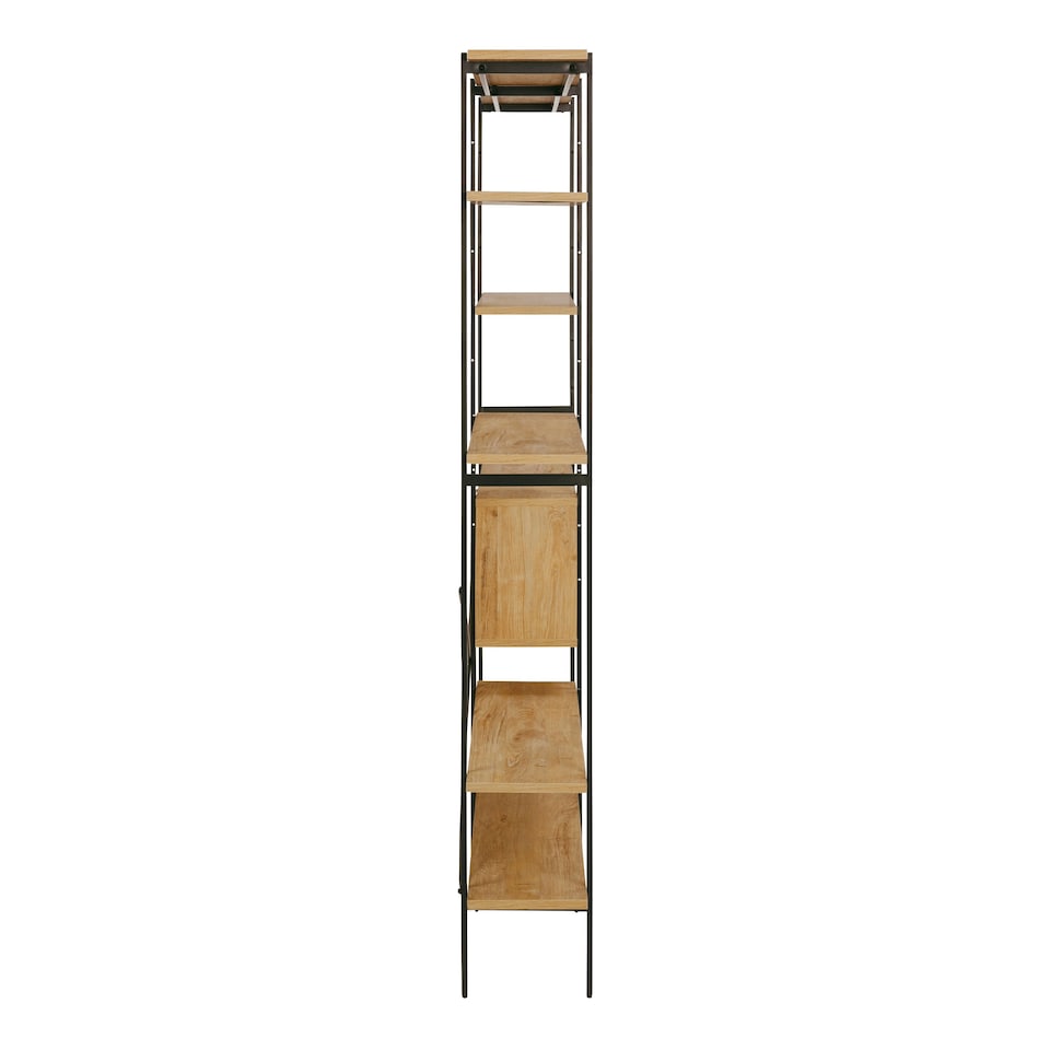 image 1 of Angus Bookcase with 1 Sliding Door & 5 Shelves in Oak & Black