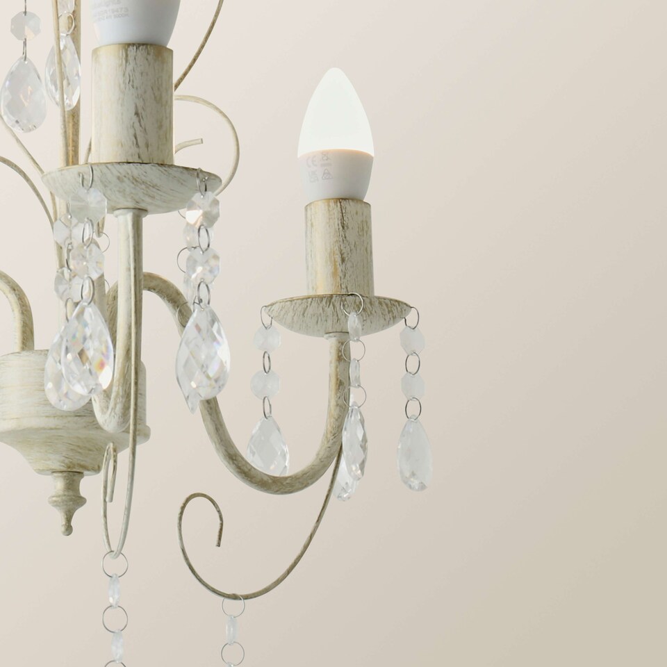 image 1 of ValueLights Lille 3 Way White Ceiling Light Chandelier | White