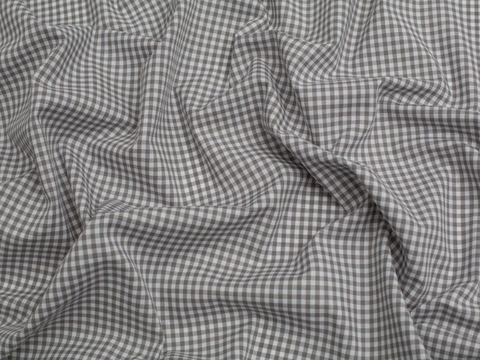 Minerva Core Range Grey 1/8 inch Gingham Check Yarn Dyed Cotton Chambray Fabric for Dressmaking, 144cm / 56" Wide - per metre