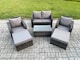 image 1 of Fimous 6 Seater Garden Furniture Set Rattan Outdoor Lounge Sofa Chair With Tempered Glass Table 2 Big Footstool Dark Grey Mixed