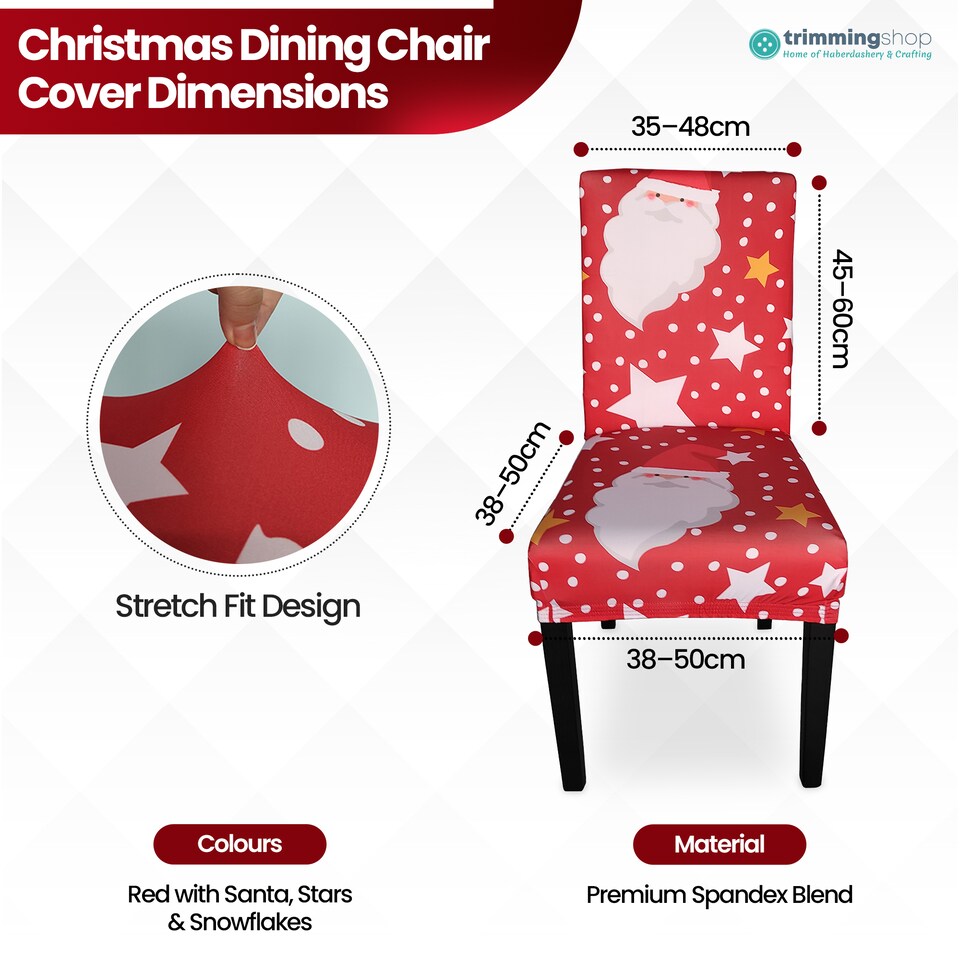 image 1 of Santa Claus Printed Christmas Chair Covers, Chair Protector Slipcovers - Red