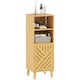 image 2 of HOMCOM Slim Bathroom Cabinet with Bamboo Door and Legs, Narrow Bathroom Storage Cabinet, Freestanding Storage Cupboard with Open Compartments, 32 x 30 x 90 cm, Natural Wood Finish