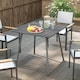 image 8 of Outsunny Garden Dining Table for 4 Person, Square Outdoor Table with Easy Clean Slat Top, Rust Resistant Steel Frame, for Terrace, Balcony, 80 x 80 x 74 cm, Grey | Grey