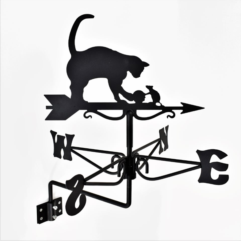 image 1 of Mini Cat & Mouse Weathervane - Steel - L38 x W38 x H53 cm - Black