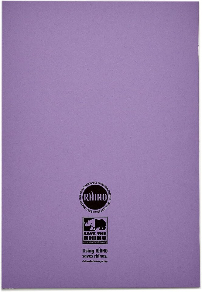 image 1 of Rhino 80 Page 8mm Lined with Margin Exercise Book Purple A4 10 Pack