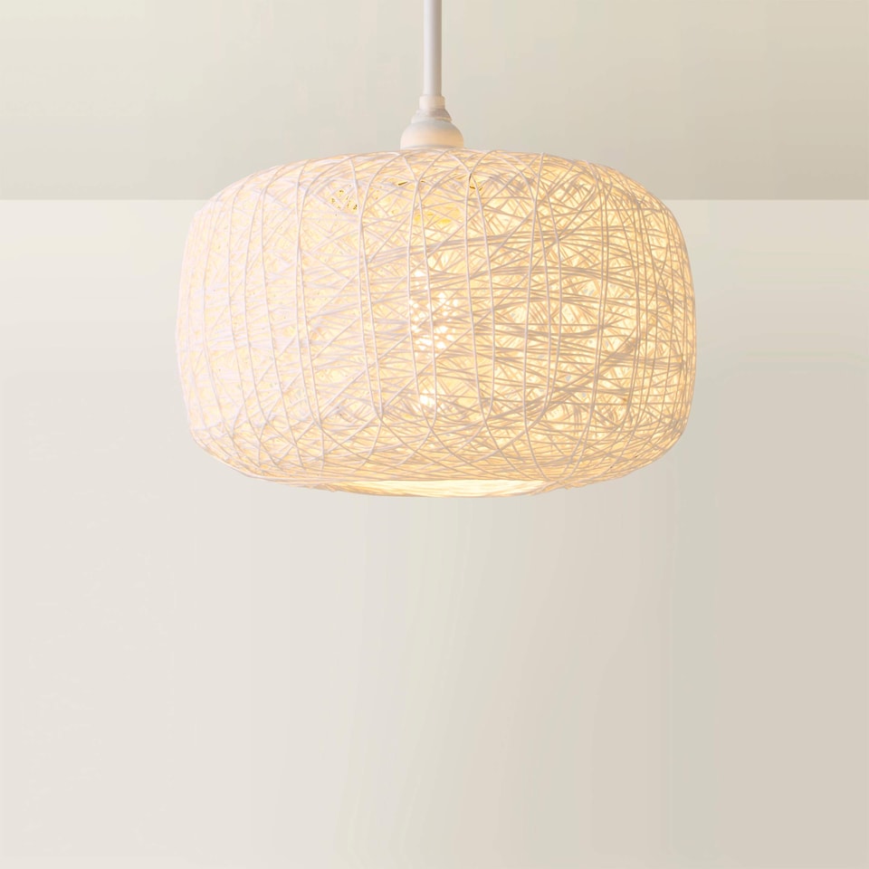 image 1 of ValueLights Bjorn White Ceiling Pendant Shade & Bulb | Cream