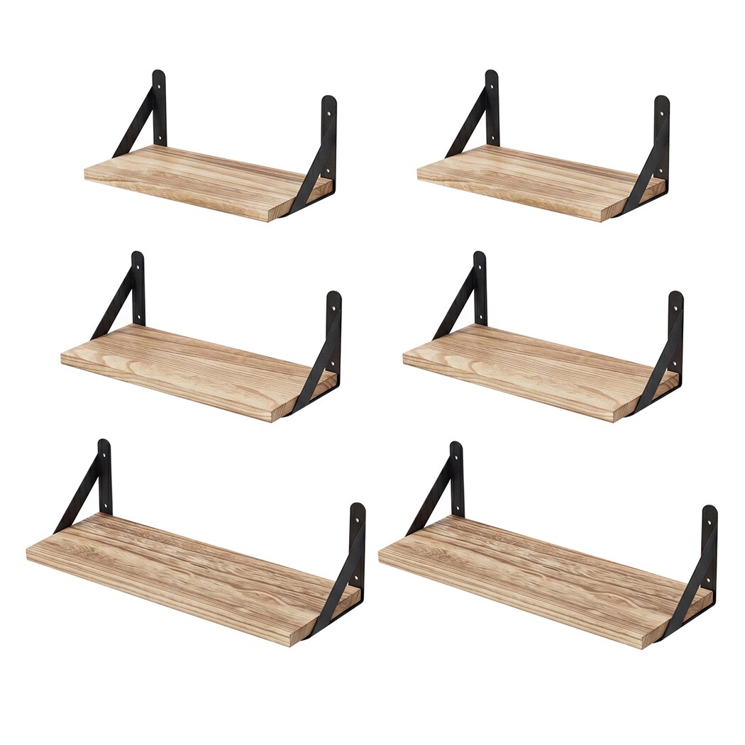 Levede Floating Shelves 6 Set Wood Shelves for Wall Brown Modern Storage Home