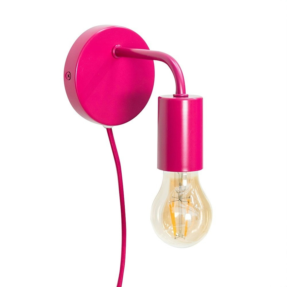image 1 of ValueLights Jordy Plug in Colour Pop Raspberry Easy Fit Wall Light - Bulb Included