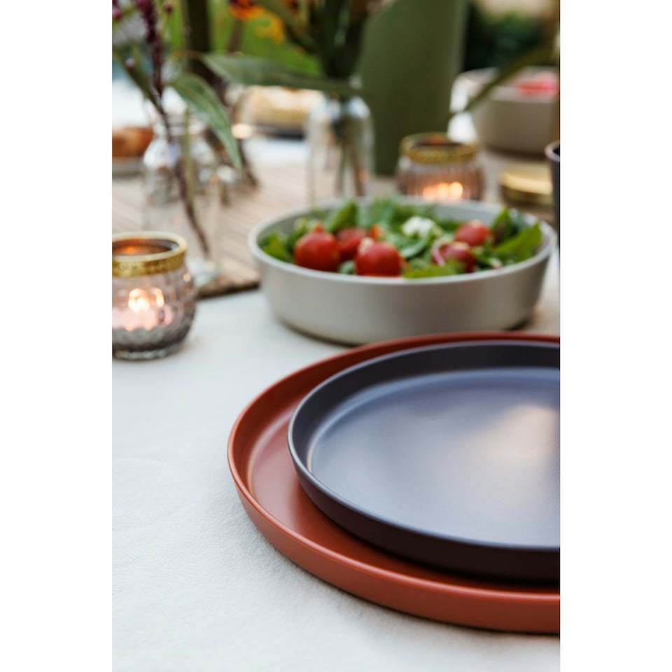 image 1 of Mikasa Summer Set of 4 Recycled Plastic 20cm Lipped Side Plates | Grey