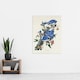 image 4 of Blue Jay and Trumpet Flowers Audubon Nature Huge Wall Art Poster Print 24X32"