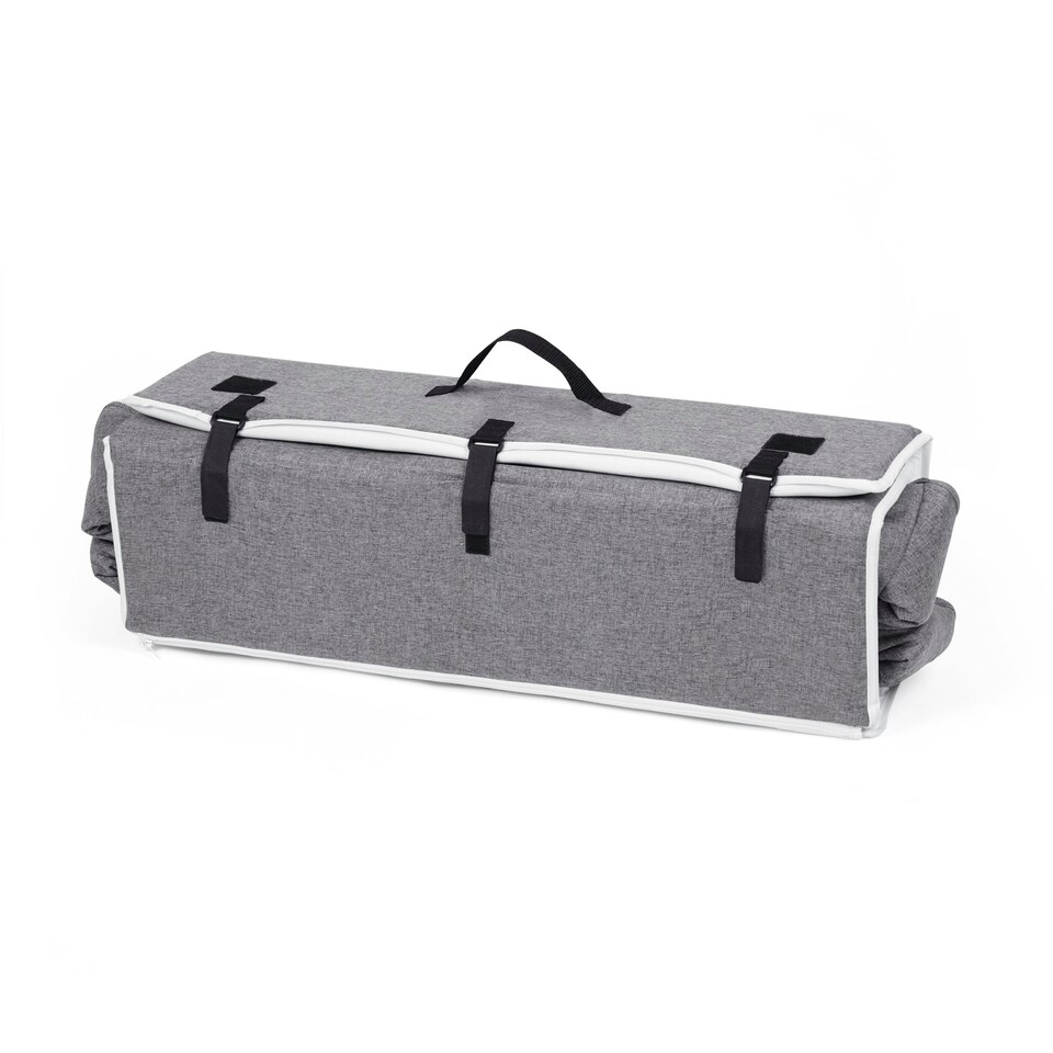 image 1 of Scout 3-in-1 Travel Cot & Playpen - 6 Months to 2 Years, Portable, Convertible, Lightweight, Easy Set-Up, Compact Fold, Sensory Toys & Breathable Mesh (Grey)