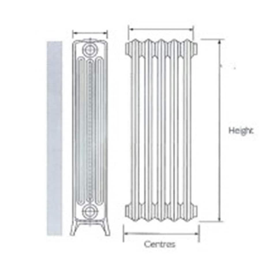 image 1 of 660mm (H) x 1260mm (W) - Cast Iron Horizontal Radiator (Rome) - (0.66m x 1.26m) - Depth 144mm