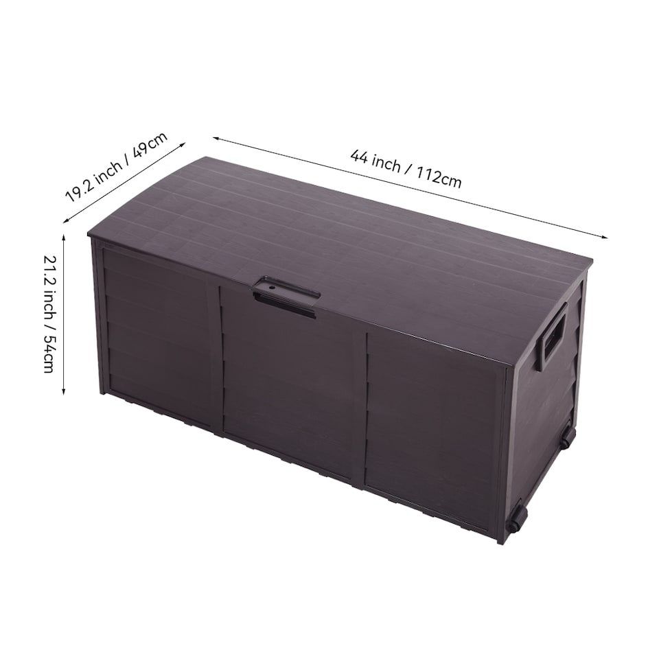 image 1 of Living and Home 290L Outdoor Plastic Garden Storage Box with Wheels, Dark Brown | Brown | Dark Brown | 290L | 1
