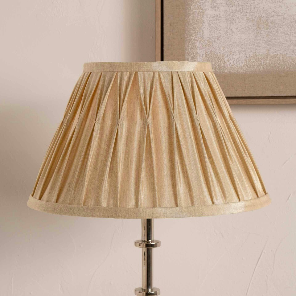 image 1 of 20cm Champagne Poly Silk Pleated Lampshade for Table Lamps