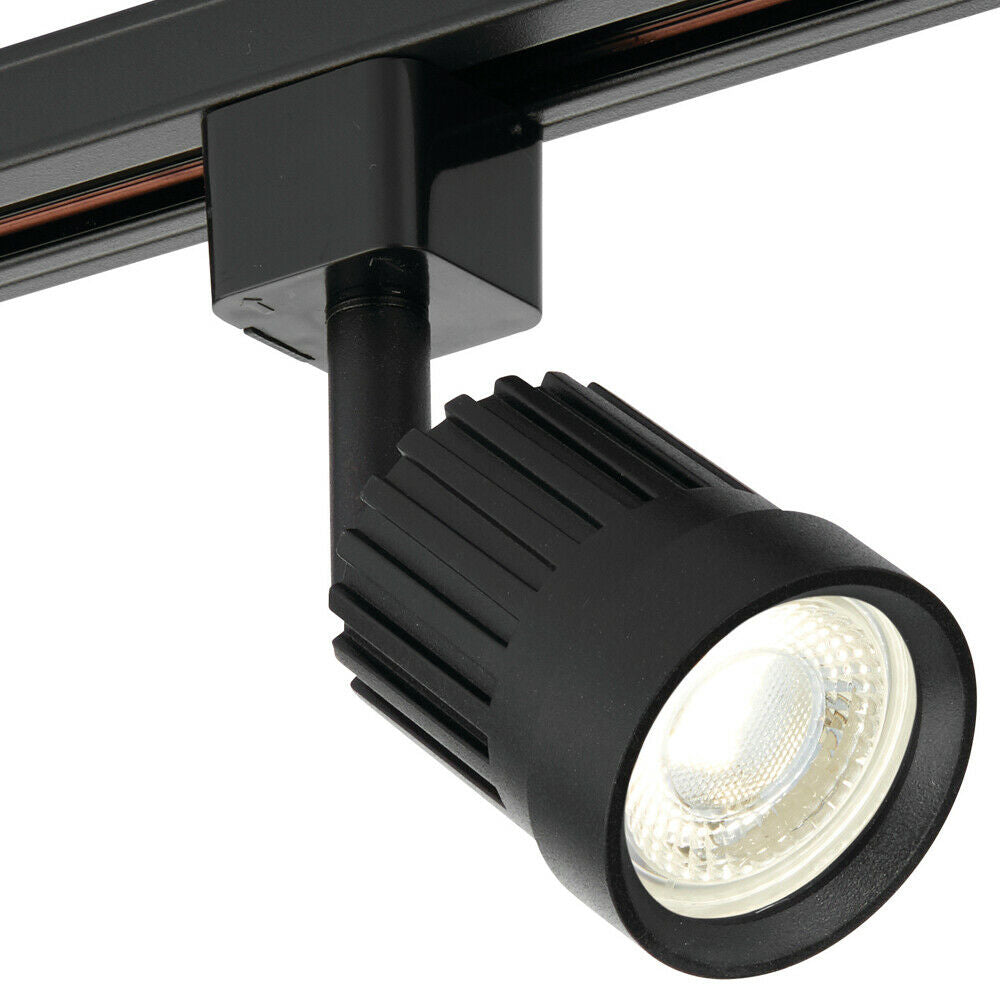 Loops Adjustable Ceiling Track Spotlight Matt Black Round 10W Cool White LED Downlight