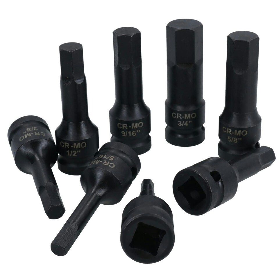 image 1 of AF Imperial SAE Allen Hex Key Sockets 1/2" Drive Extra Long 1/4" - 3/4" 8pc Set