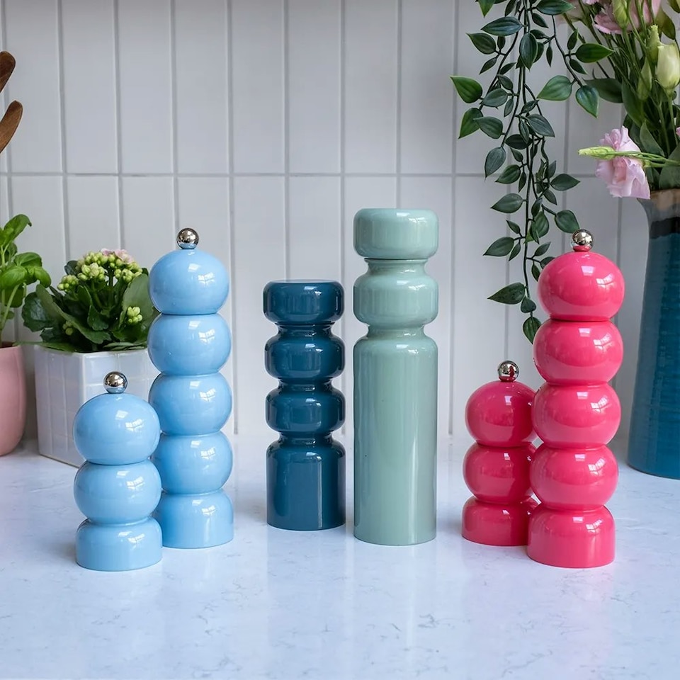 image 1 of Scandi Home Large Baby Blue Wooden Pepper Mill