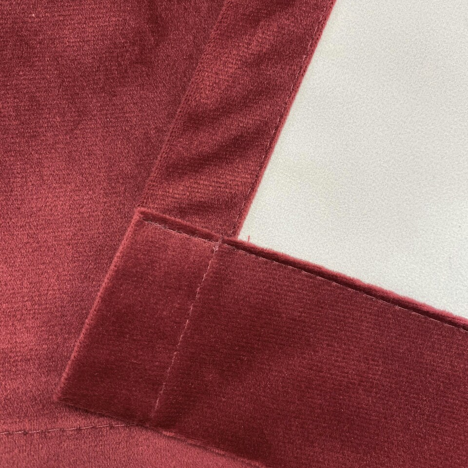 image 1 of Oxford Red Velvet Curtains 90 x 90 inch (229 x 229 cm) 100% Blackout Pencil Pleat Thermal Noise Reducing Curtains for Bedroom and Living Room