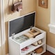 image 7 of SoBuy 2-Tier Shoe Storage Bench with Folding Padded Seat, White, 23.6x11.8x17.3 in, 13 kg - FSR25-W