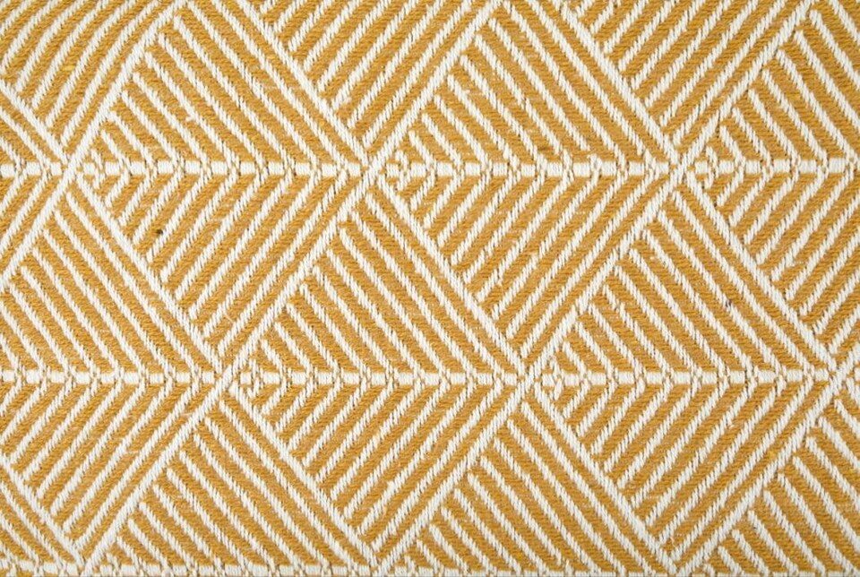 image 1 of Geo Diamond Collection Recycled Cotton Throw in Ochre (90" x 100") | Yellow | Yellow