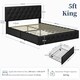 image 3 of Yaheetech 150 cm W × 200 cm L Bed Frame with Adjustable Headboard and 2 Drawers Black