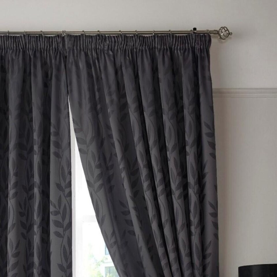 image 1 of Tivoli Fully Lined Pencil Pleat Curtains - Charcoal - 168x229cm