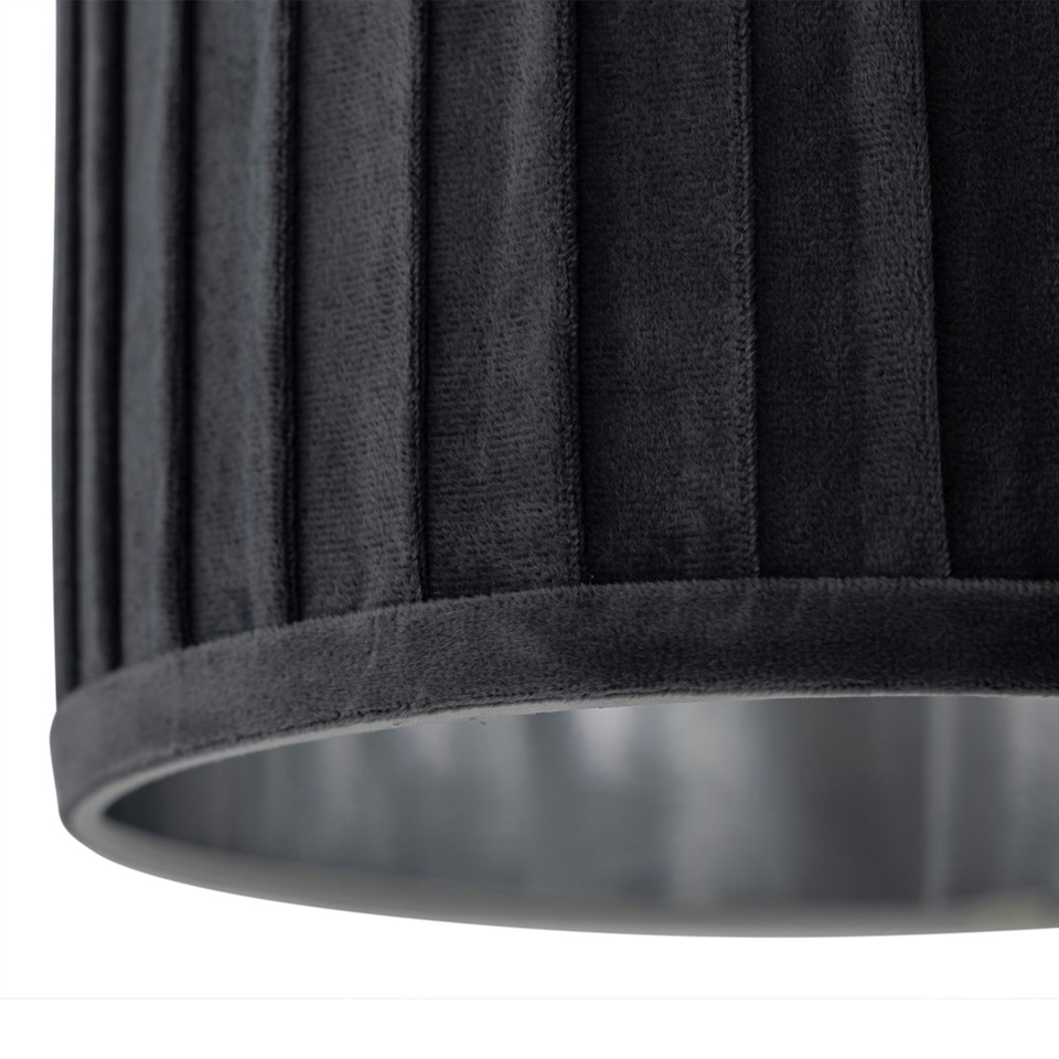image 1 of First Choice Lighting Set of 2 Sundance Grey Velvet Pleated 25cm Lamp Shades with Silver Inner Grey | Silver