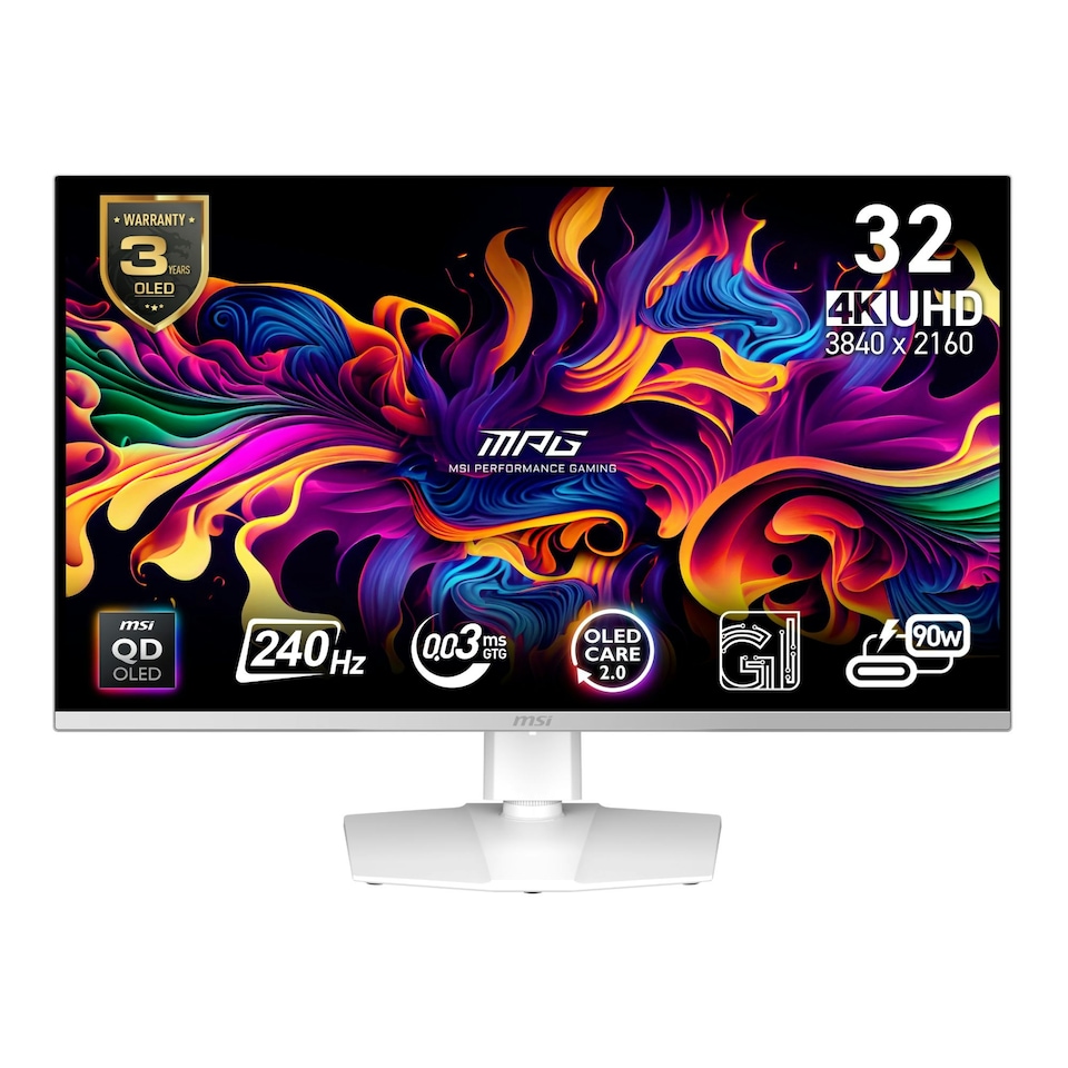 MSI MPG 321URXW QD-OLED 32" QD-OLED UHD 4K 240Hz 0.03ms Height Adjustable Gaming Monitor