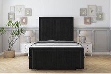 Sloomy Richmond Black Plush Bed Frame With 50" Upholstered Headboard 6' Super King