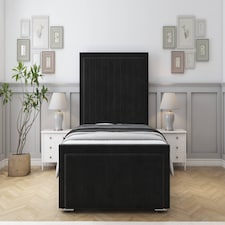 Sloomy Richmond Black Plush Bed Frame With 50" Upholstered Headboard 6' Super King