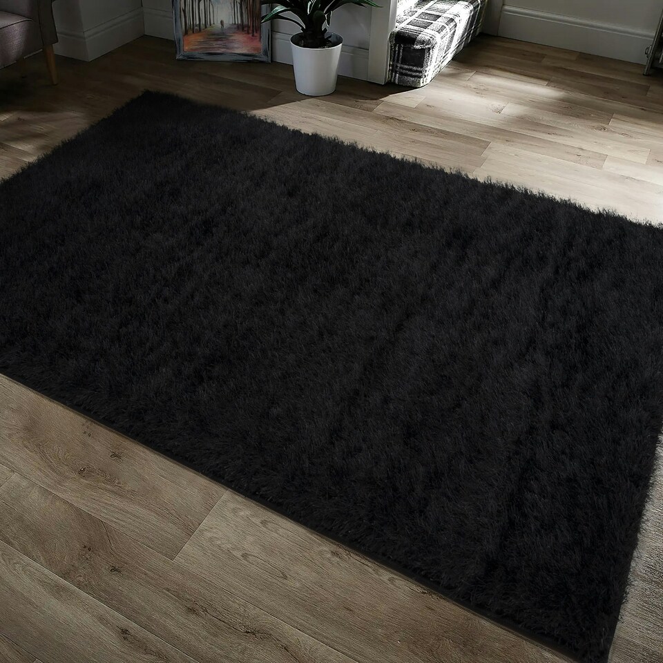 image 1 of Home Republic Majestic Shaggy Rug - 80 x 150 Black