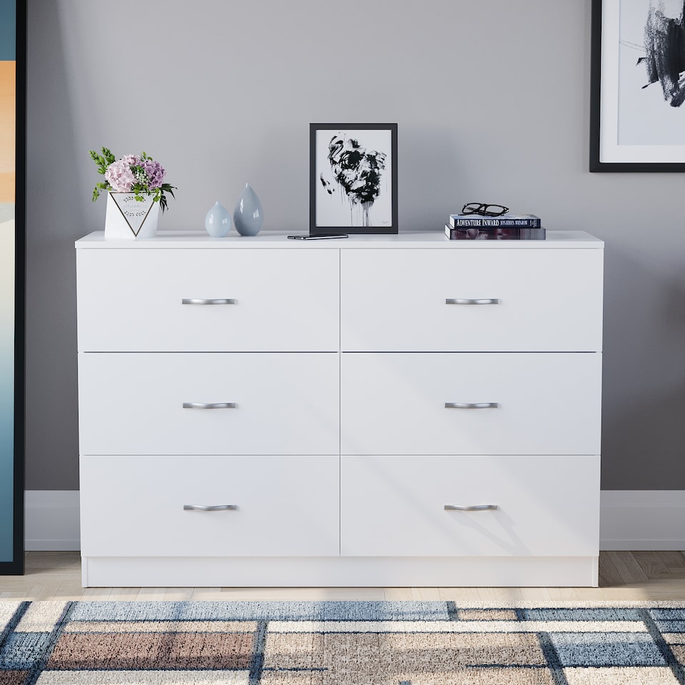 image 1 of Vida Designs Riano 6 Drawer Chest of Drawers Bedroom Storage, White