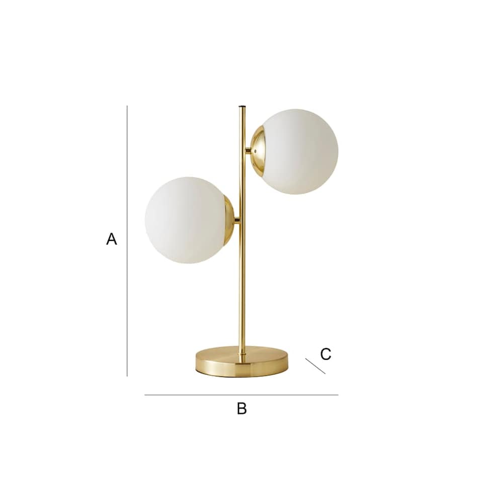 image 1 of ValueLights Jas Gold Metal Table Lamp White Frosted Glass Shades