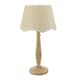 image 1 of ValueLights Victoria Light Wood Table Lamp Scallop White Trim Shade and Bulb