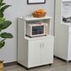 image 2 of HOMCOM Kitchen Storage Unit Microwave Cart Trolley w/ Cabinet Wheels Shelf White