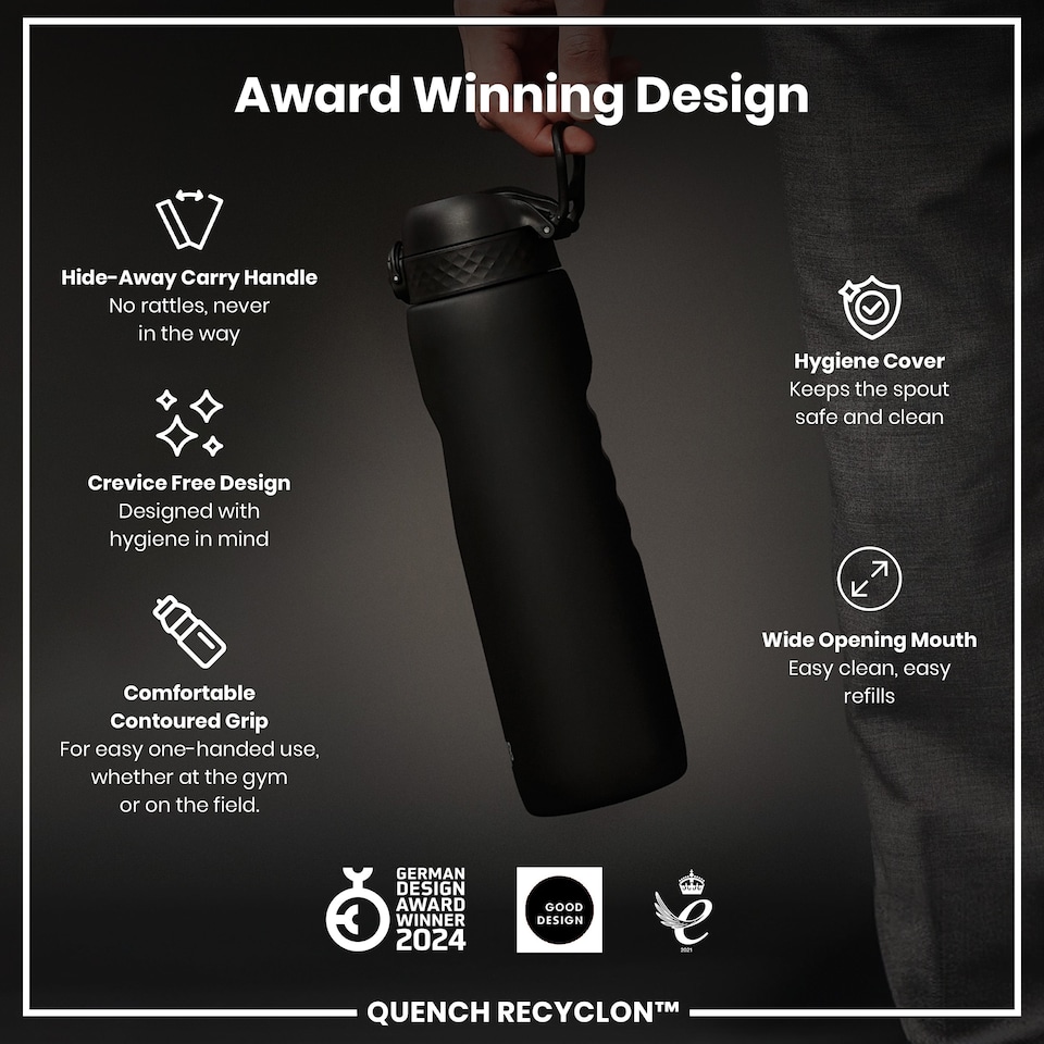 image 1 of Leak Proof 1 Litre Water Bottle, BPA Free, 1000ml (32oz) | Black | Black | 1L