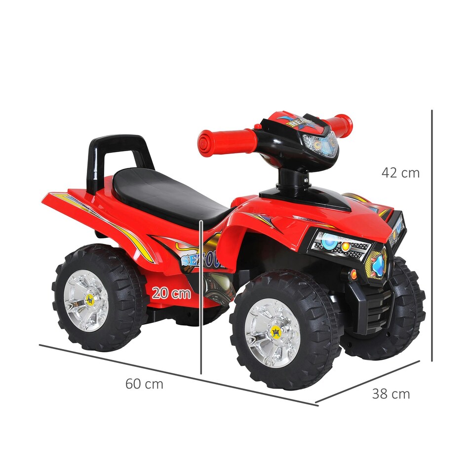 image 1 of HOMCOM Kids Ride On Quads Boys Girls LED Lights Horn Music Toys 4 Wheels Red