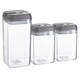 image 1 of Argon Tableware 3pc Food Storage Containers Set - Grey Airtight Plastic Storage Pantry Food Organiser with Flip Lock Lid 2 Sizes