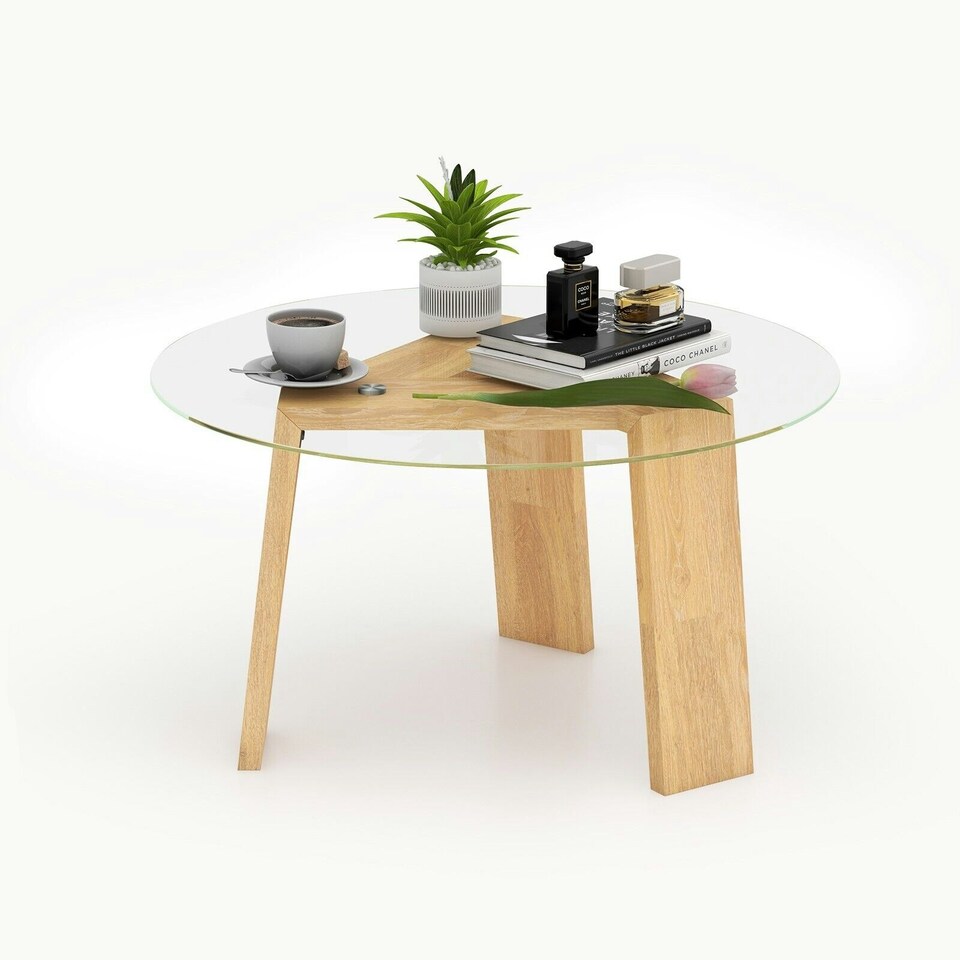 image 1 of COSTWAY Round Coffee Table Modern Table Sofa Center Table Black