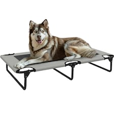 PawHut Raised Dog Bed with Breathable Mesh for Large Dogs | Grey | L